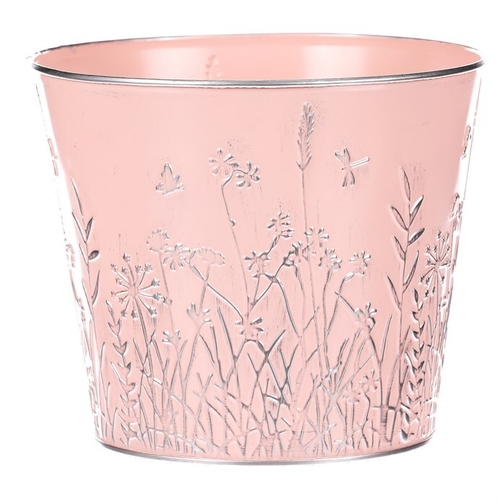 Obal na květiny kovový - barva růžová.