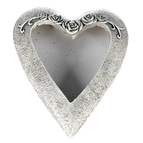Srdce s květy růží - pietní obal, barva šedá