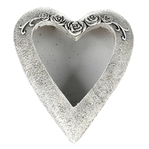 Srdce s květy růží - pietní obal, barva šedá