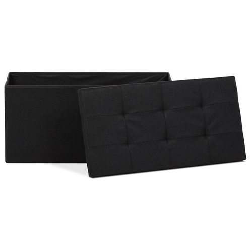 Taburet s úložným prostorem, černá, látka, TAB-462 BK2