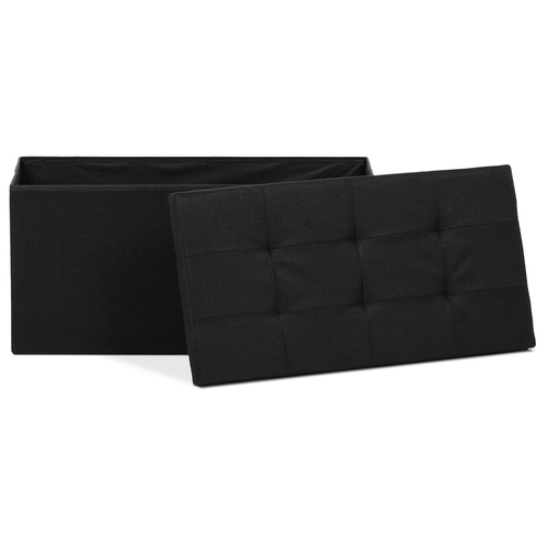 Taburet s úložným prostorem, černá, látka, TAB-462 BK2