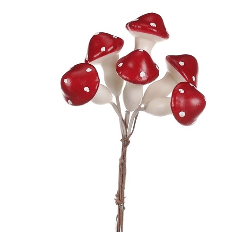 Houby na drátku - barva tmavě červená, cena za balení (48 ks)