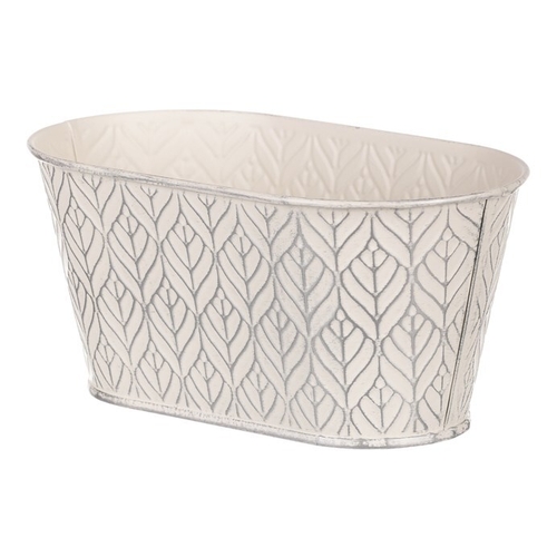 Obal kovový - truhlík, stříbrný vzor, barva krémová