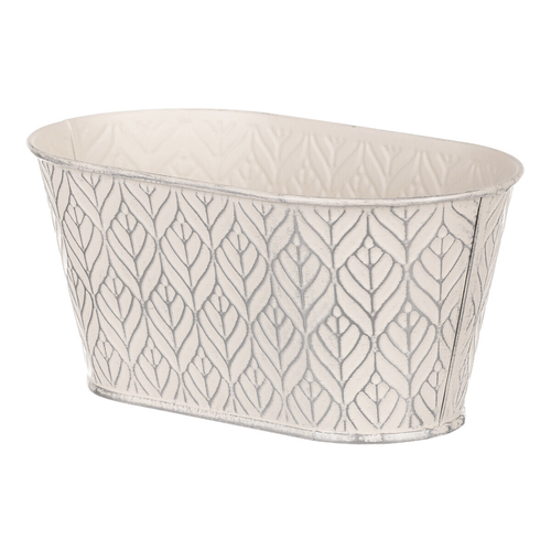 Obal kovový - truhlík, stříbrný vzor, barva krémová