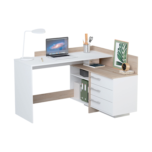 Psací stůl rohový THALES 484881 dub/bílá