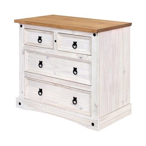 Komoda 2+2 zásuvky CORONA bílý vosk