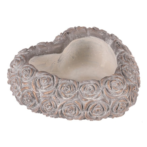 Obal na květiny - srdce s růžemi, beton, antracitově šedý