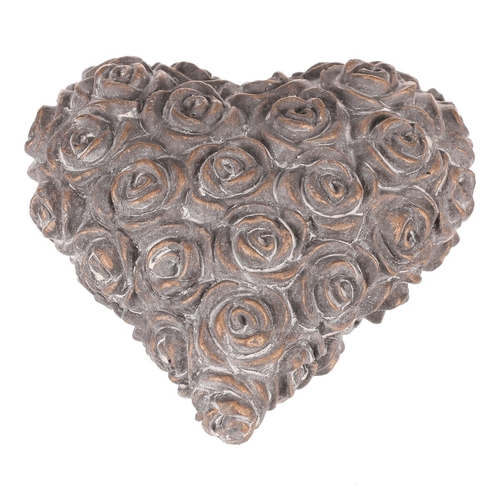 Srdce s růžemi - betonové, antracitově šedé