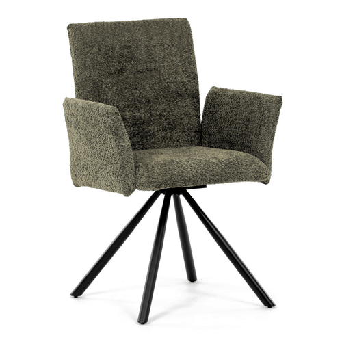 Jídelní židle otočná 180°, zelená, látka bouclé, DCH-W1117 GRN2