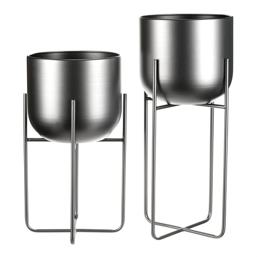 Stojan - kovový, kulatý, stříbrno-šedý, cena za sadu 2 ks