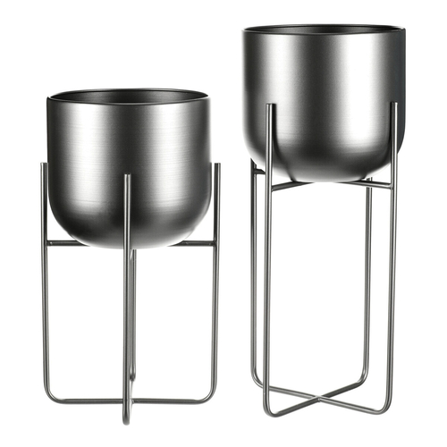 Stojan - kovový, kulatý, stříbrno-šedý, cena za sadu 2 ks