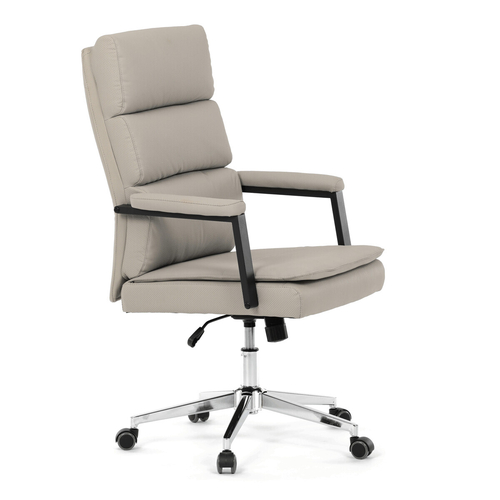 Kancelářské křeslo, houpací mechanismus, béžová ekokůže, KA-D8104 SIL