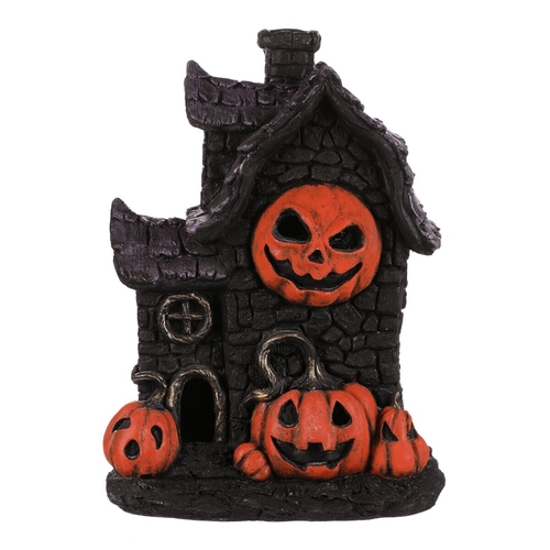 Domeček z magnesia - Halloween, LED osvětl., černý s dýněmi