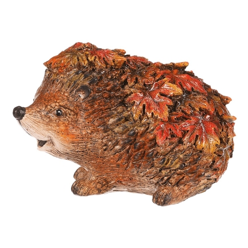 Ježek s barevnými lístky - polyresin, oranžovo-hnědý