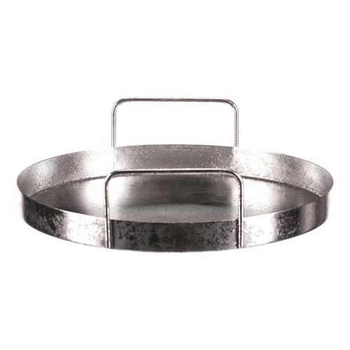 Tác kovový s uchy - kulatý tvar, barva stříbrná