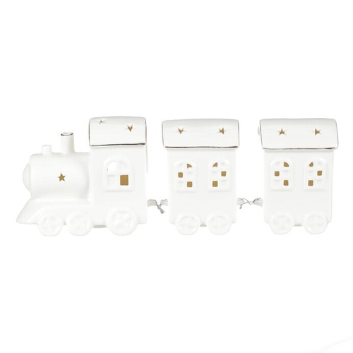 Vláček s vagónky - porcelán, LED osvětlení, barva bílá