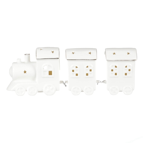 Vláček s vagónky - porcelán, LED osvětlení, barva bílá