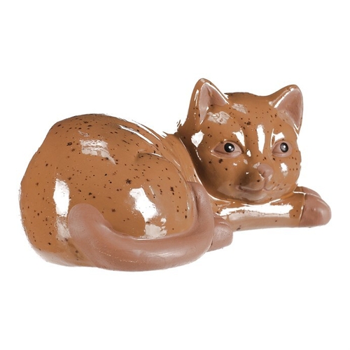 Kočka - keramická figurka, ležící, vel. M, barva hnědá