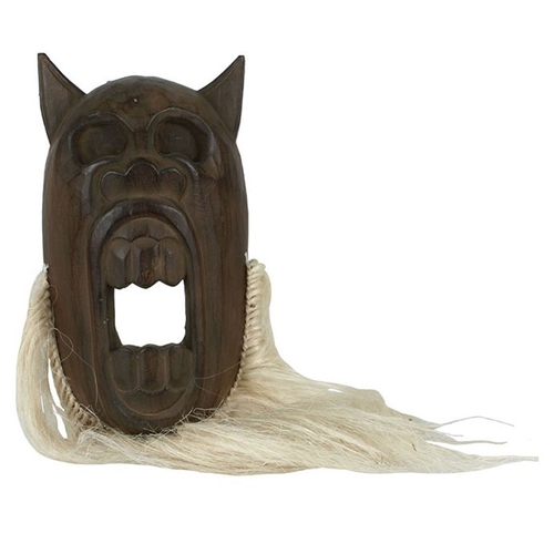 Dřevěná maska s vlasy - dekorativní dřevořezba