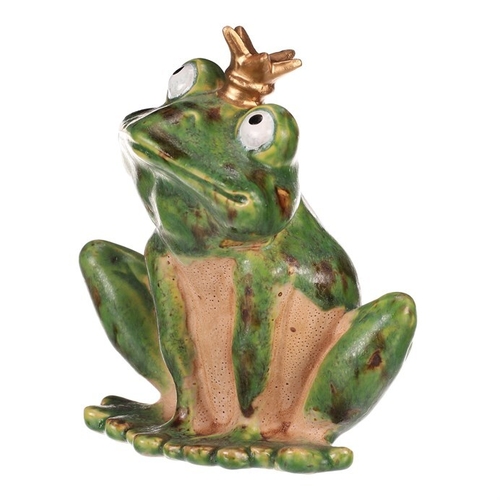 Žába s korunkou - keramická figurka, vel. L, zelená