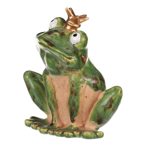 Žába s korunkou - keramická figurka, vel. L, zelená