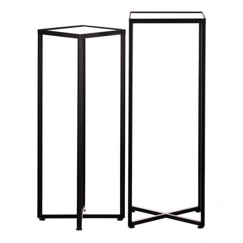 Stojan na květiny -  kovové rámy, skleněná deska, cena za sadu 2 ks