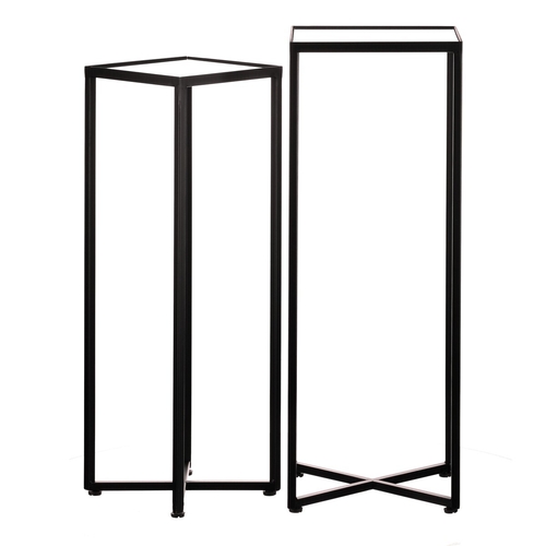 Stojan na květiny -  kovové rámy, skleněná deska, cena za sadu 2 ks