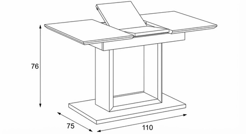Jídelní stůl rozkládací 110-150x75 cm, mdf, bílá, HT-430 WT