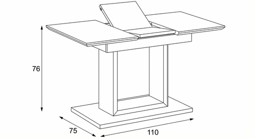 Jídelní stůl rozkládací 110-150x75 cm, mdf, bílá, HT-430 WT