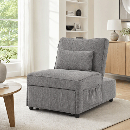 Rozkládací křeslo, šedá, látka, ASB-C3210 GREY2