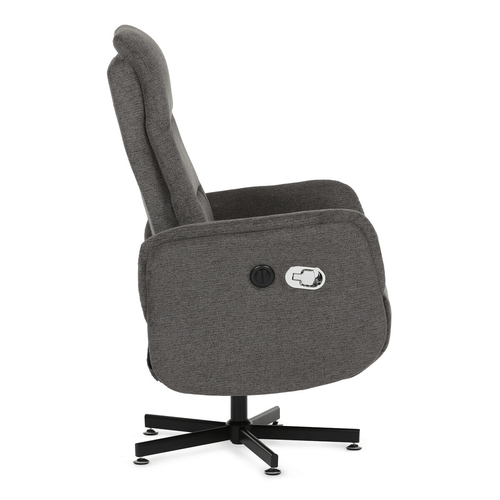Polohovací křeslo, elektrické zabudované ovládání, šedá, látka, TV-C5479 GREY2