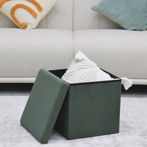 Taburet s úložným prostorem, zelená, manšestrová látka, TAB-471 GRN6