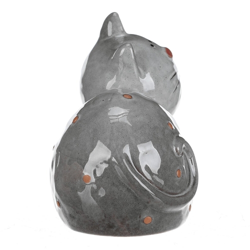 Kočka - keramická figurka, ležící, vel. M, šedá