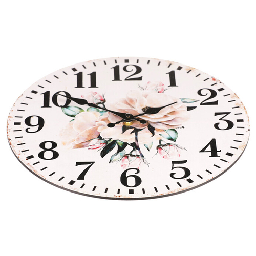 Hodiny nástěnné - pr. 34 cm, MDF, květinový motiv