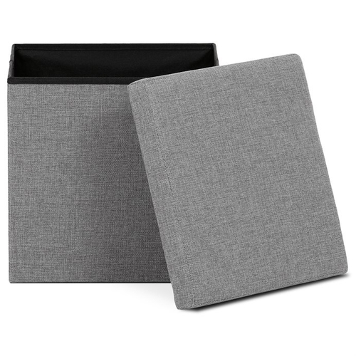 Taburet s úložným prostorem, šedá, látka, TAB-461 GREY2