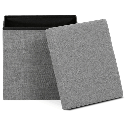 Taburet s úložným prostorem, šedá, látka, TAB-461 GREY2
