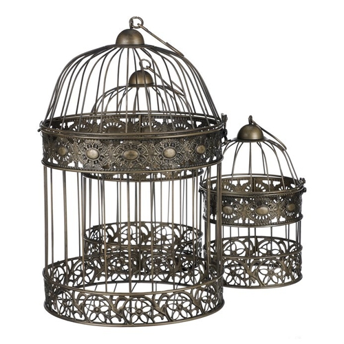 Klec kovová - závěsná, barva měděná, cena za sadu 3 ks