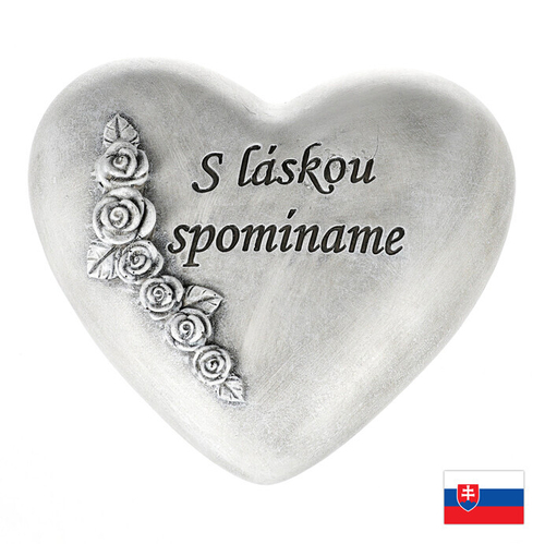 Srdce s růží - polyresin, SK nápis