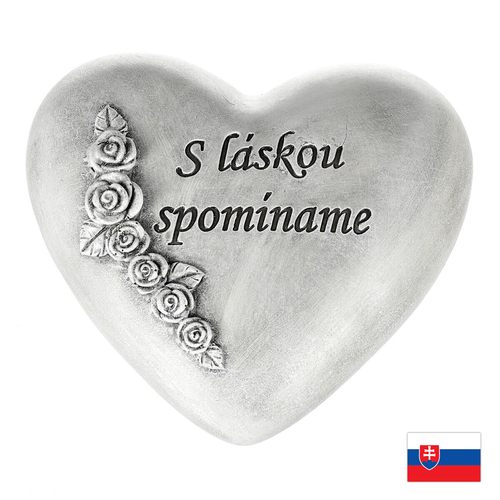 Srdce s růží - polyresin, SK nápis