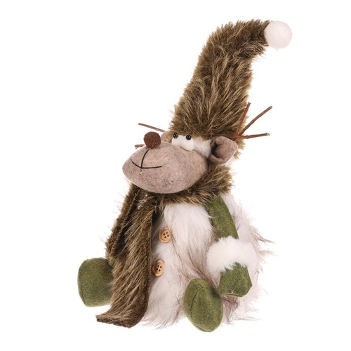 Sob - látková figurka, sedící, bílo-zelená