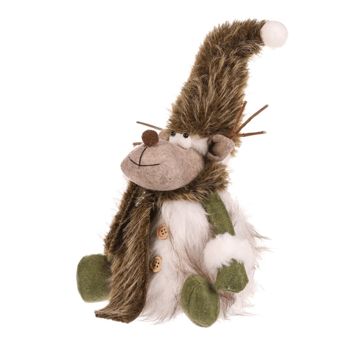 Sob - látková figurka, sedící, bílo-zelená