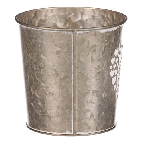 Obal z kovu na květiny, v  tmavě krémové barvě se srdcem