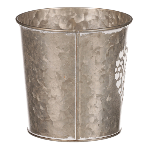 Obal z kovu na květiny, v  tmavě krémové barvě se srdcem