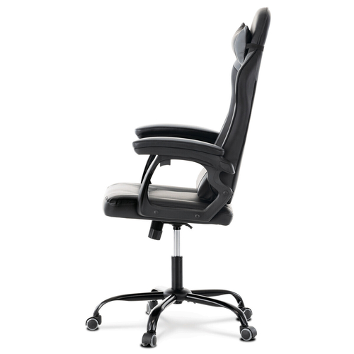 Herní křeslo, houpací mechanismus, šedá ekokůže, KA-L626 GREY