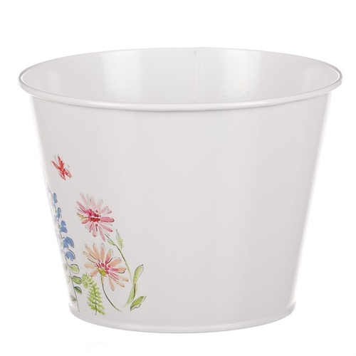 Obal na květiny - kulatý, květinový design, vel. L, bílý