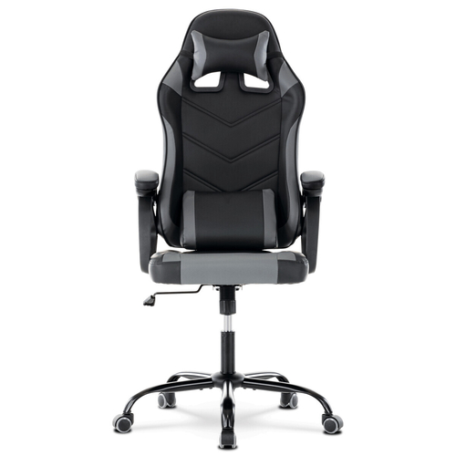 Herní křeslo, houpací mechanismus, šedá ekokůže, KA-L626 GREY