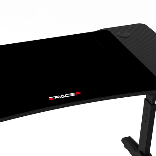 Pevný herní stůl 120x60cm, RGB LED, výběr výšky, melamin, carbon, LT-H1212 BK