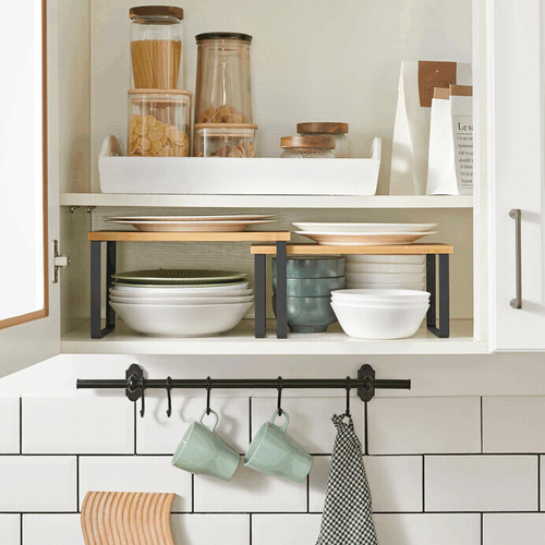 Polička, bambus, černá, AUK-E1002 BK