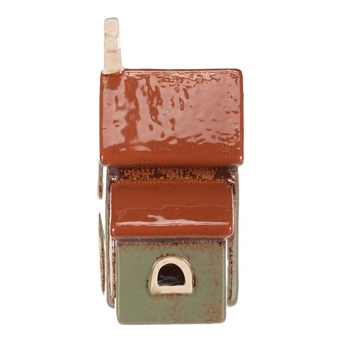 Domeček keramický - kostelík, na čajovou svíčku, zelený