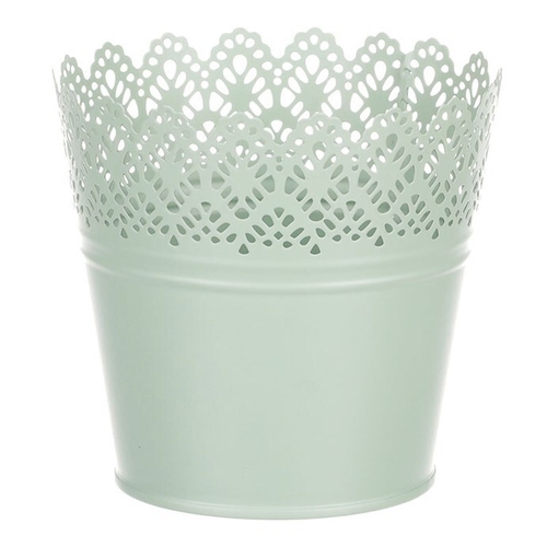 Obal kovový - kulatý, krajkový okraj, barva zelená